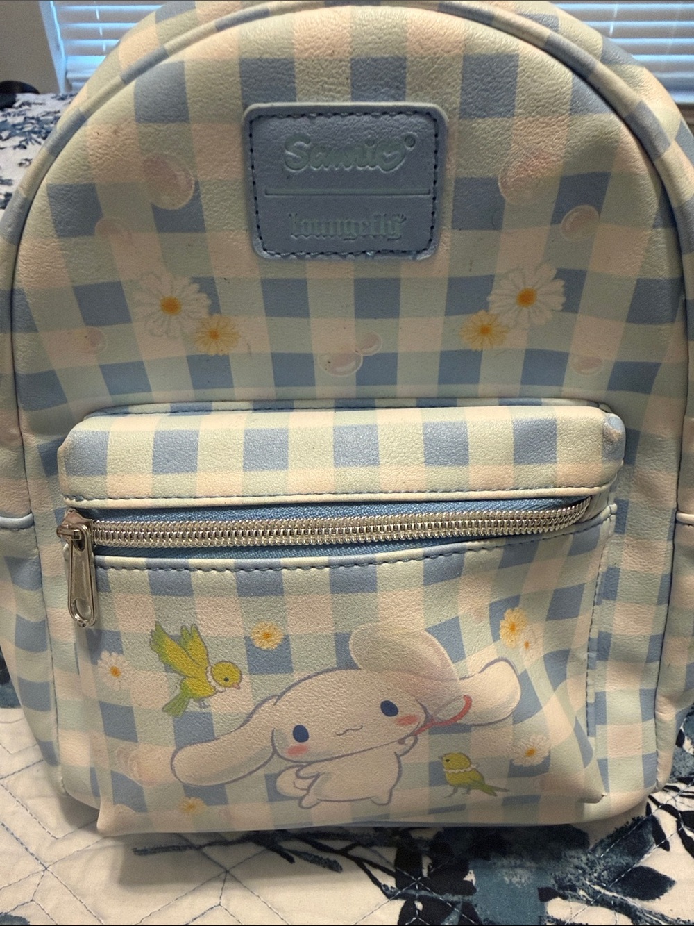 Loungefly Sanrio Cinnamoroll Blue and White Gingham Mini Backpack
